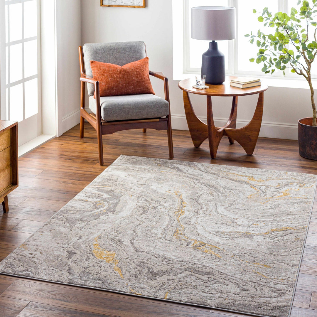 Akins Contemporary Abstract Beige Marble Rug - The Rug Decor