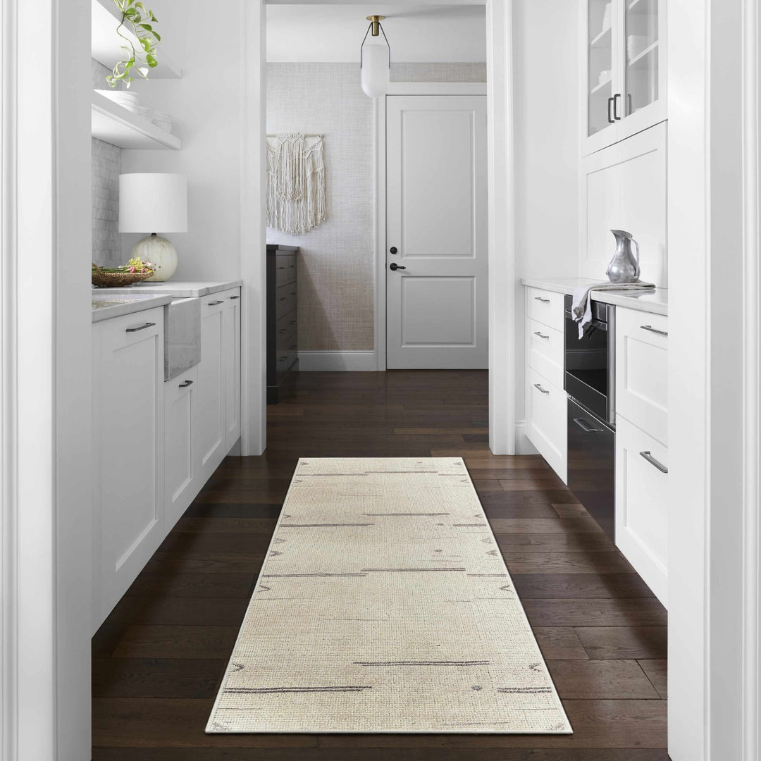 Akito Modern Abstract Ivory And Machine Woven Rug - The Rug Decor