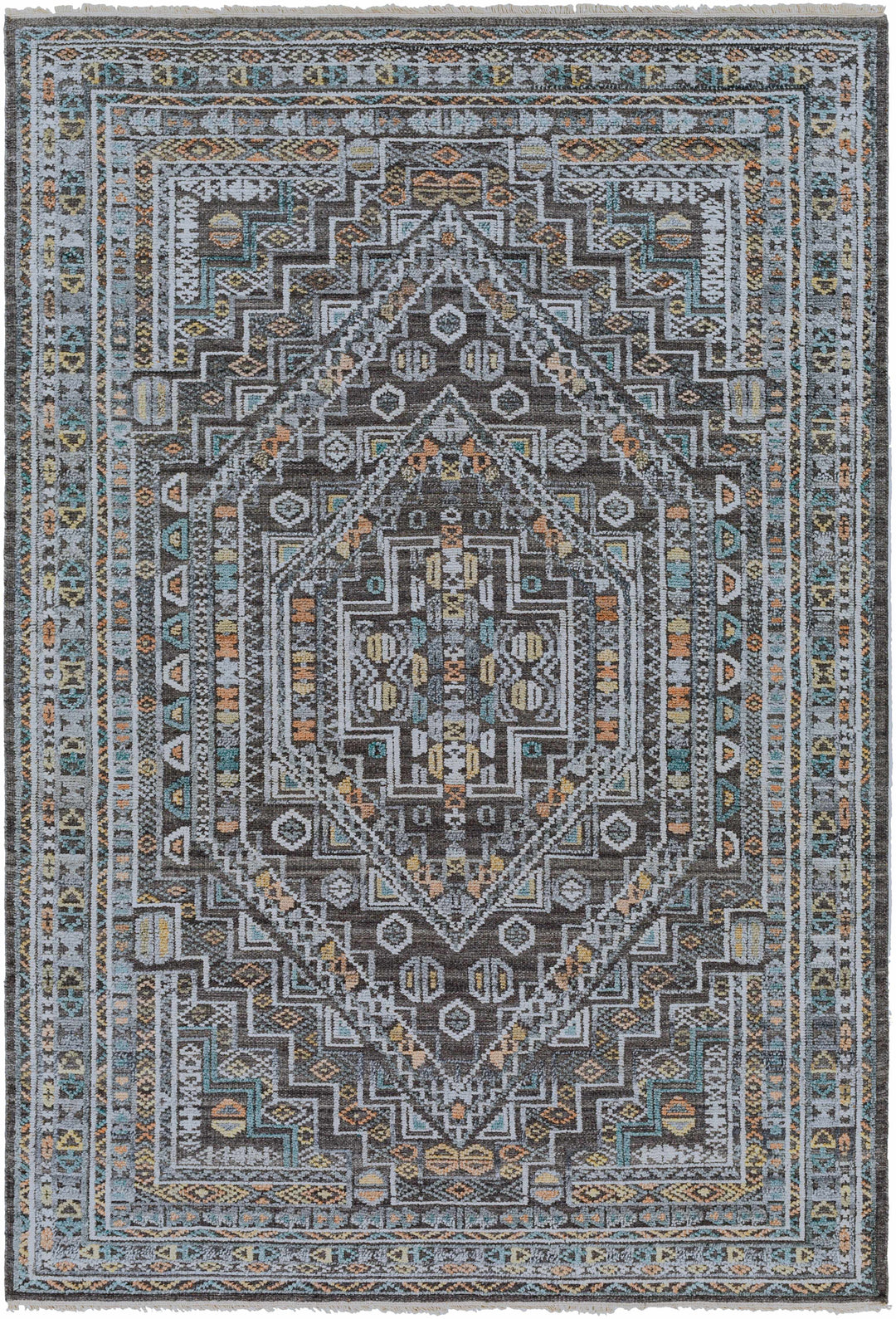 Akle Traditional Style Charcoal Hand Knotted Area Rug