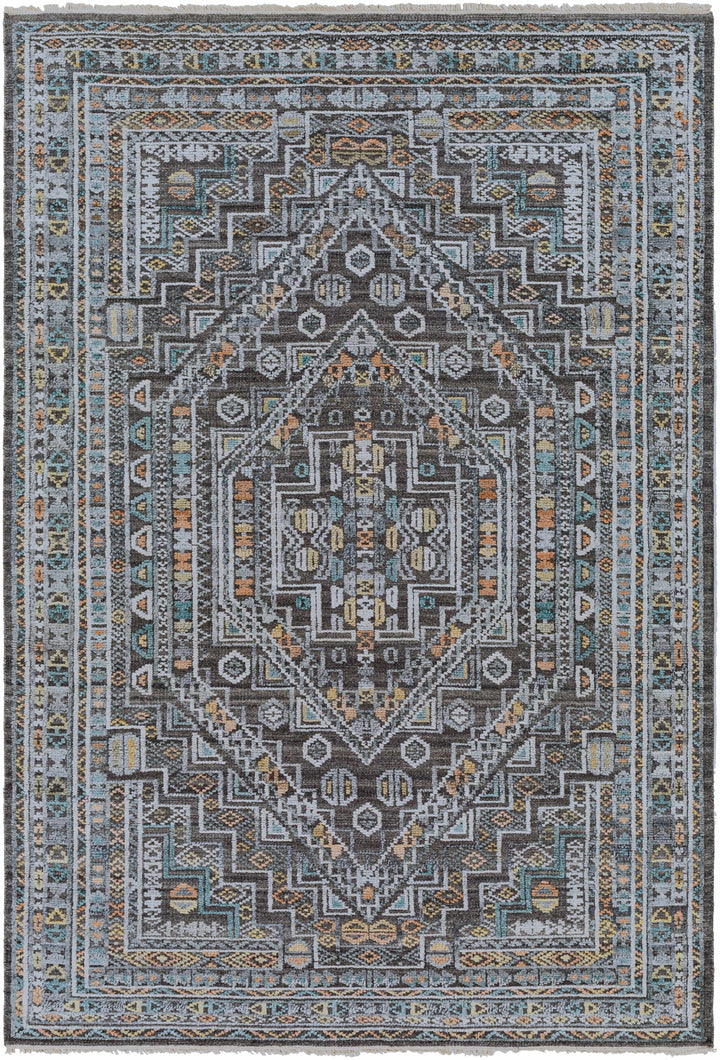 Akle Traditional Style Charcoal Hand Knotted Area Rug