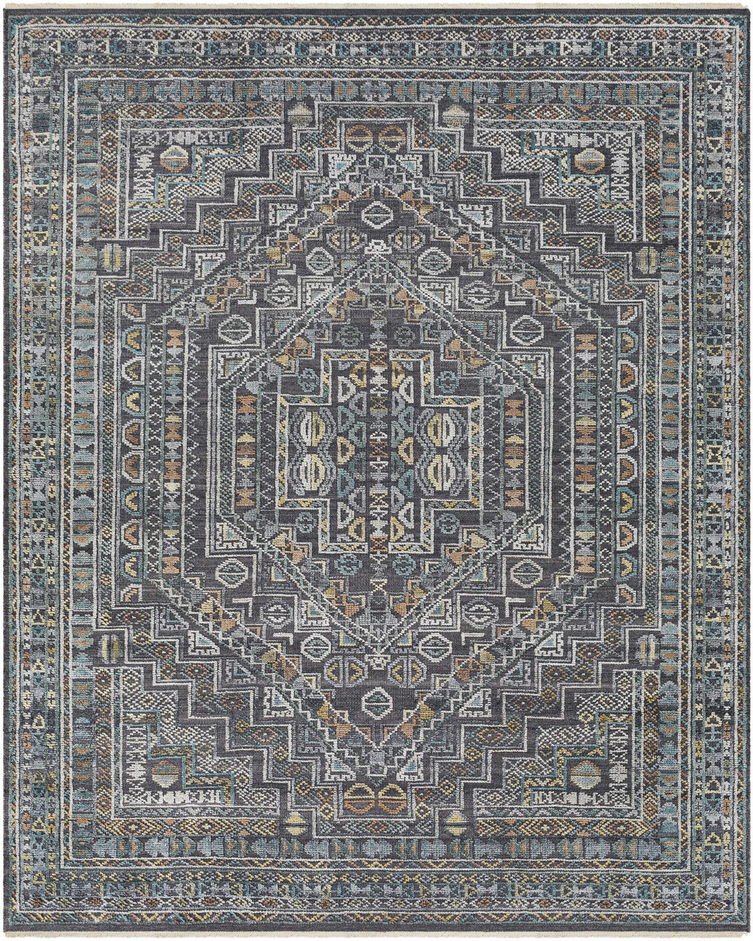 Akle Traditional Style Charcoal Hand Knotted Area Rug