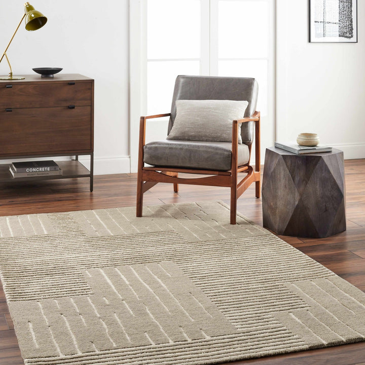 Akuji Contemporary Geometrical Beige Area Rug - The Rug Decor