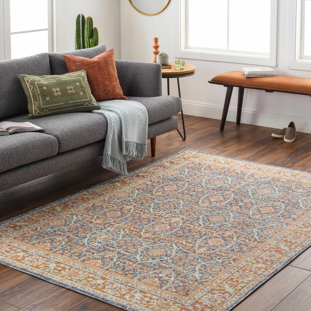Alair Traditional Persian Orange And Blue Area Rug - The Rug Decor