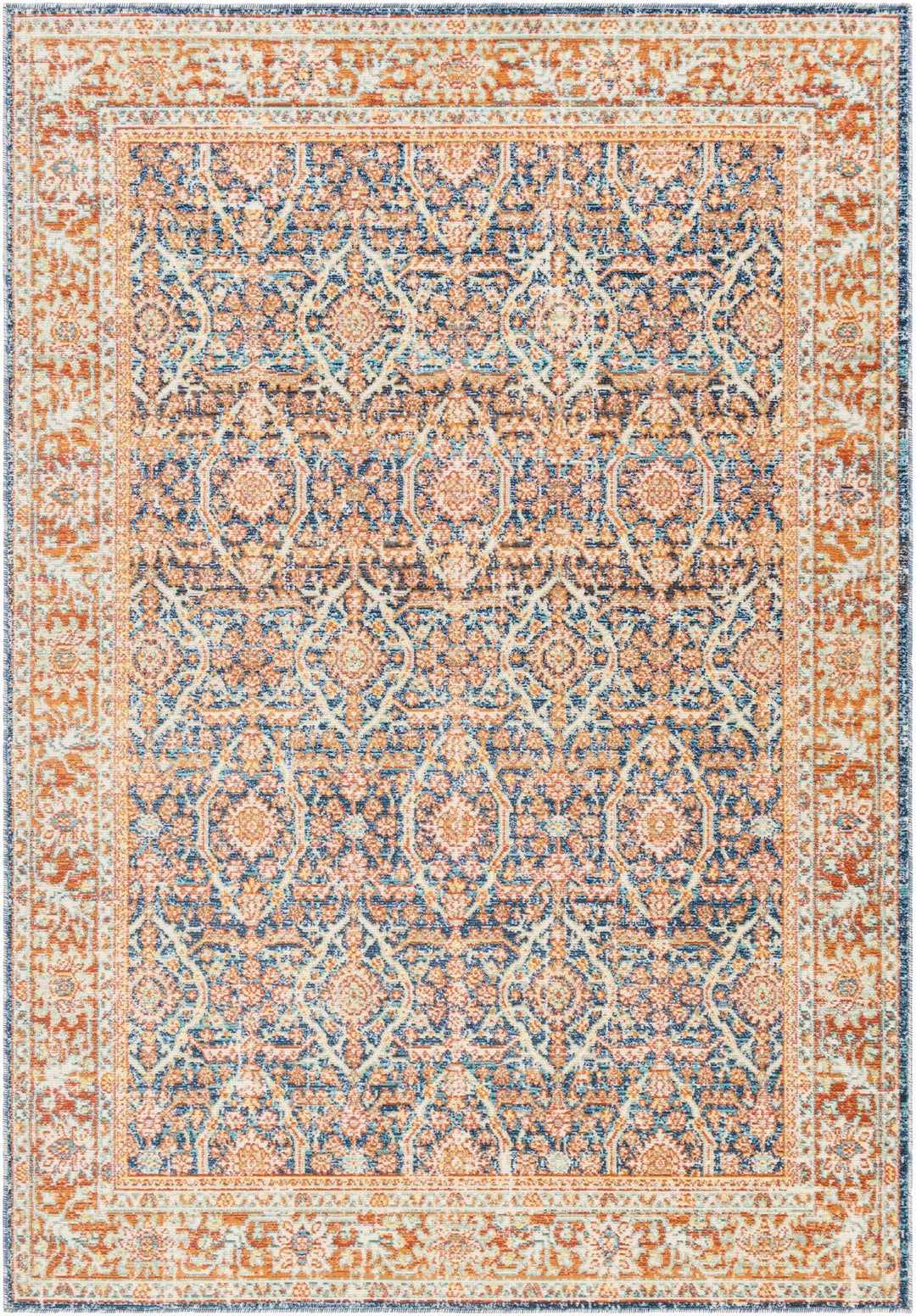 Alair Traditional Persian Orange And Blue Area Rug - The Rug Decor