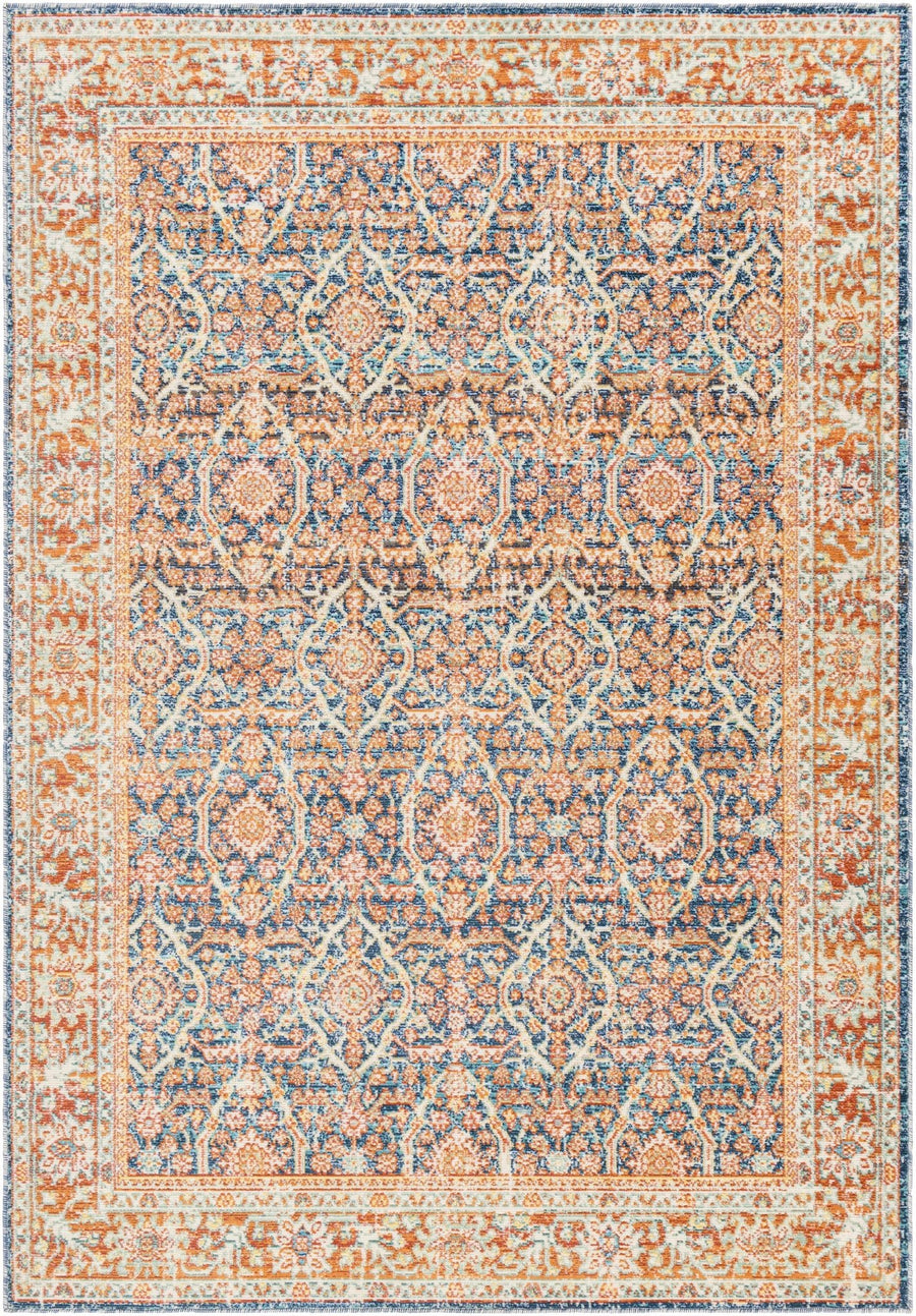Alair Traditional Persian Orange And Blue Area Rug - The Rug Decor