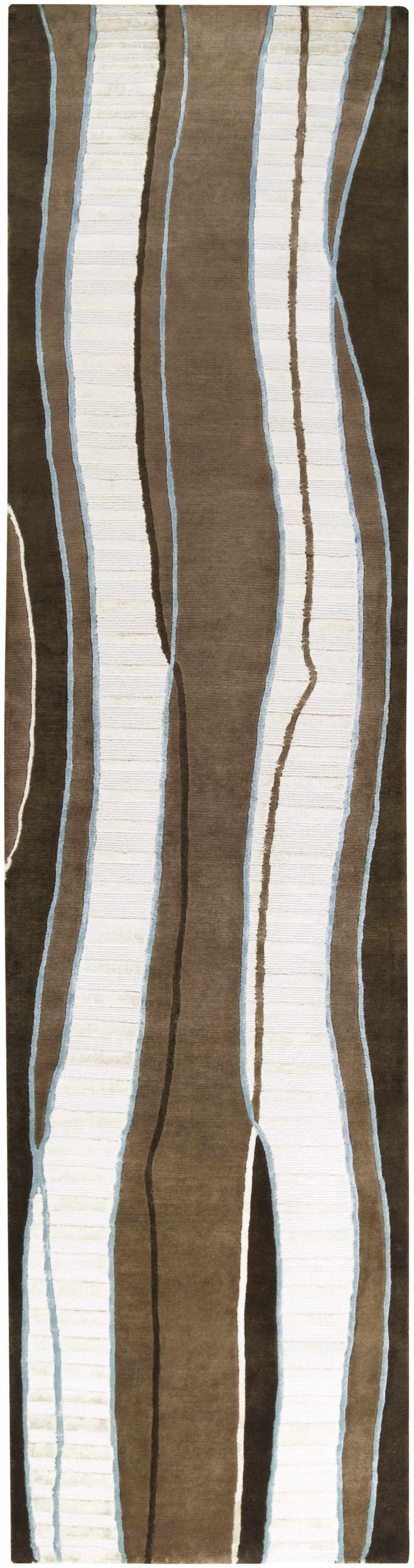Alanreed Modern Abstract Brown Hand Knotted Wool Area Rug
