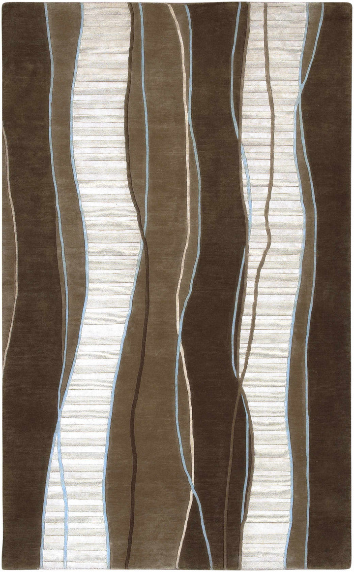 Alanreed Modern Abstract Brown Hand Knotted Wool Area Rug