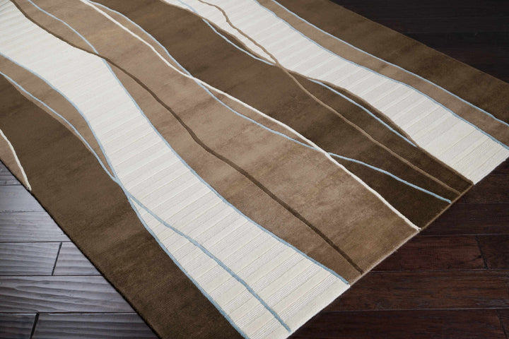Alanreed Modern Abstract Brown Hand Knotted Wool Area Rug