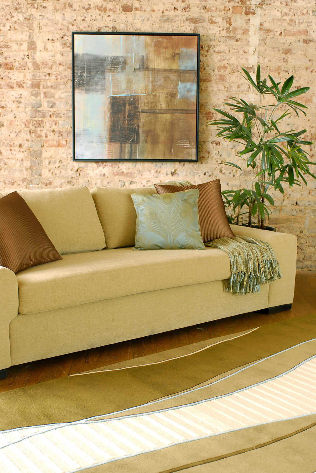 Alanreed Modern Abstract Brown Hand Knotted Wool Area Rug