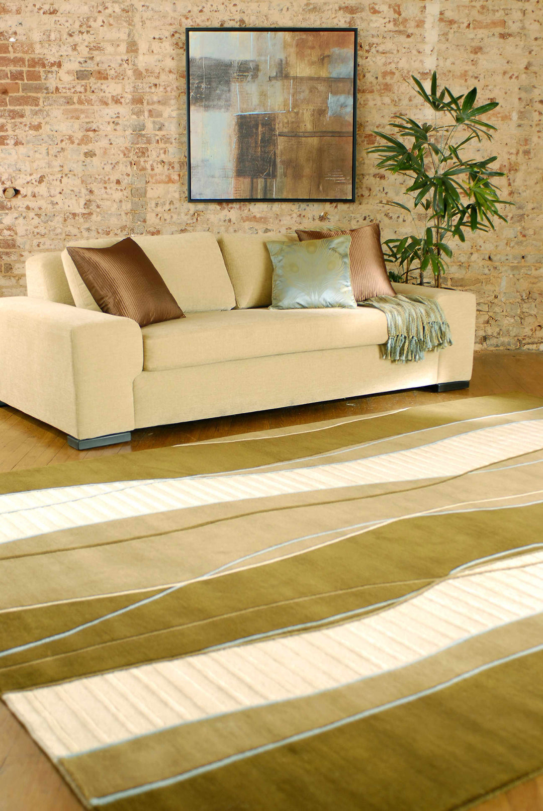 Alanreed Modern Abstract Brown Hand Knotted Wool Area Rug