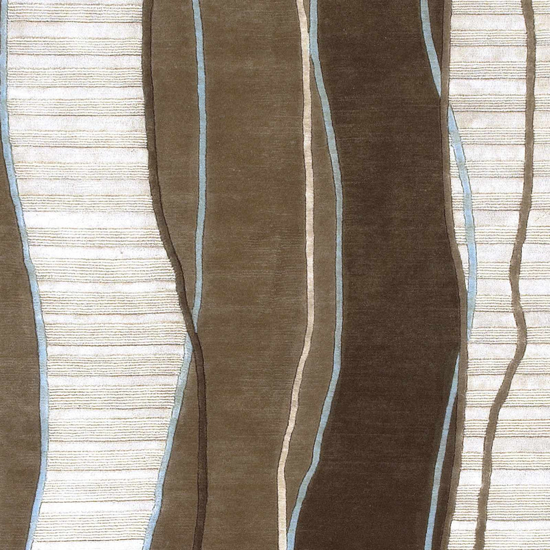 Alanreed Modern Abstract Brown Hand Knotted Wool Area Rug