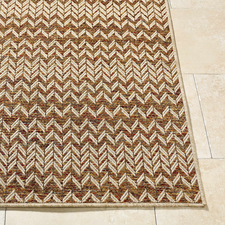 Alazne Contemporary Style Orange And Beige Outdoor Area Rug - The Rug Decor