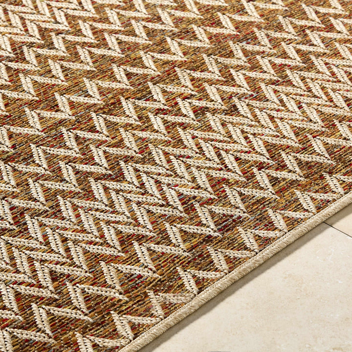 Alazne Contemporary Style Orange And Beige Outdoor Area Rug - The Rug Decor