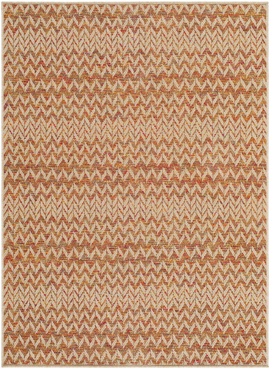 Alazne Contemporary Style Orange And Beige Outdoor Area Rug - The Rug Decor