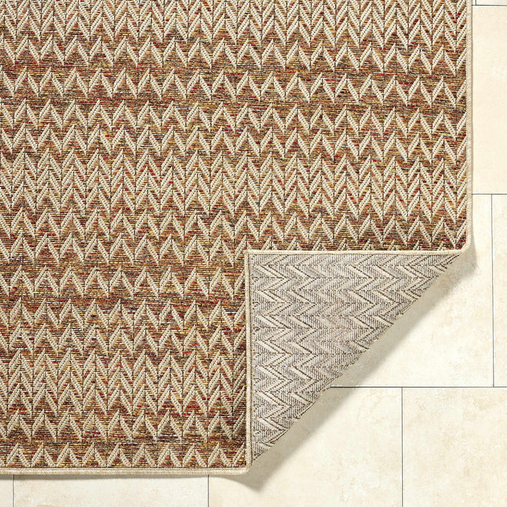Alazne Contemporary Style Orange And Beige Outdoor Area Rug - The Rug Decor