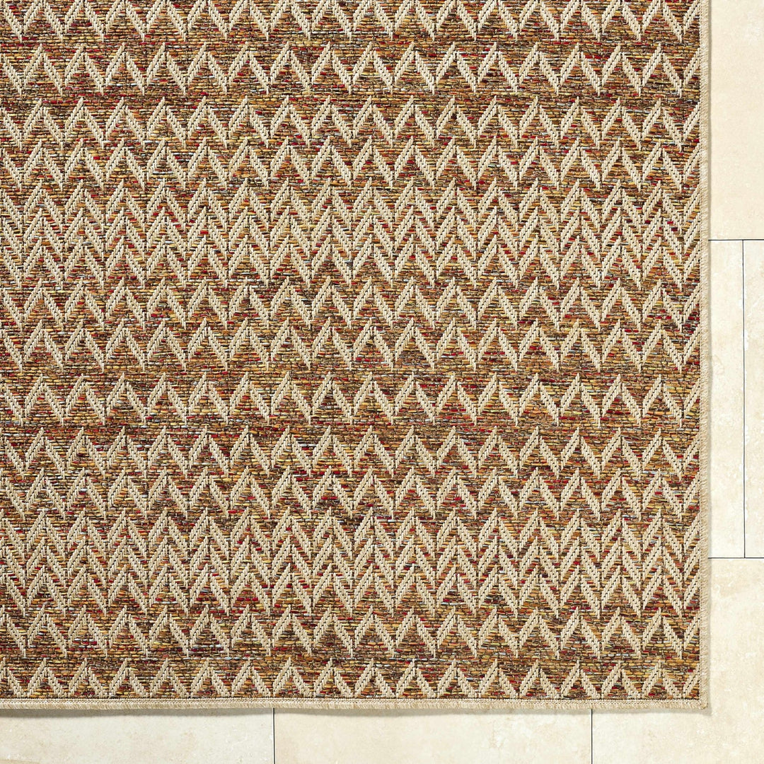 Alazne Contemporary Style Orange And Beige Outdoor Area Rug - The Rug Decor