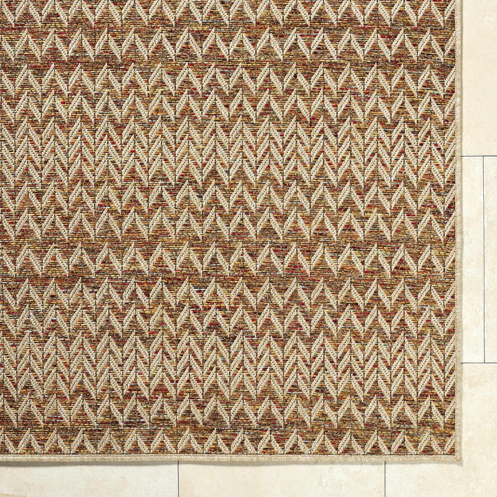 Alazne Contemporary Style Orange And Beige Outdoor Area Rug - The Rug Decor