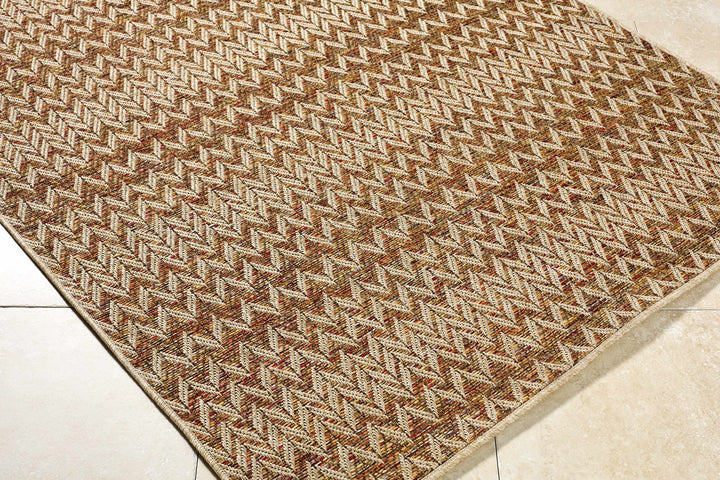 Alazne Contemporary Style Orange And Beige Outdoor Area Rug - The Rug Decor