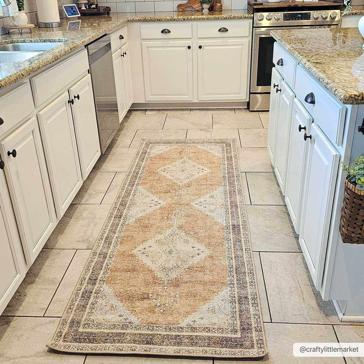 Albas Traditional Style Beige And Brown Washable Area Rug - The Rug Decor