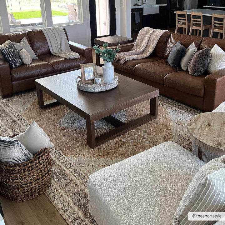 Albas Traditional Style Beige And Brown Washable Area Rug - The Rug Decor