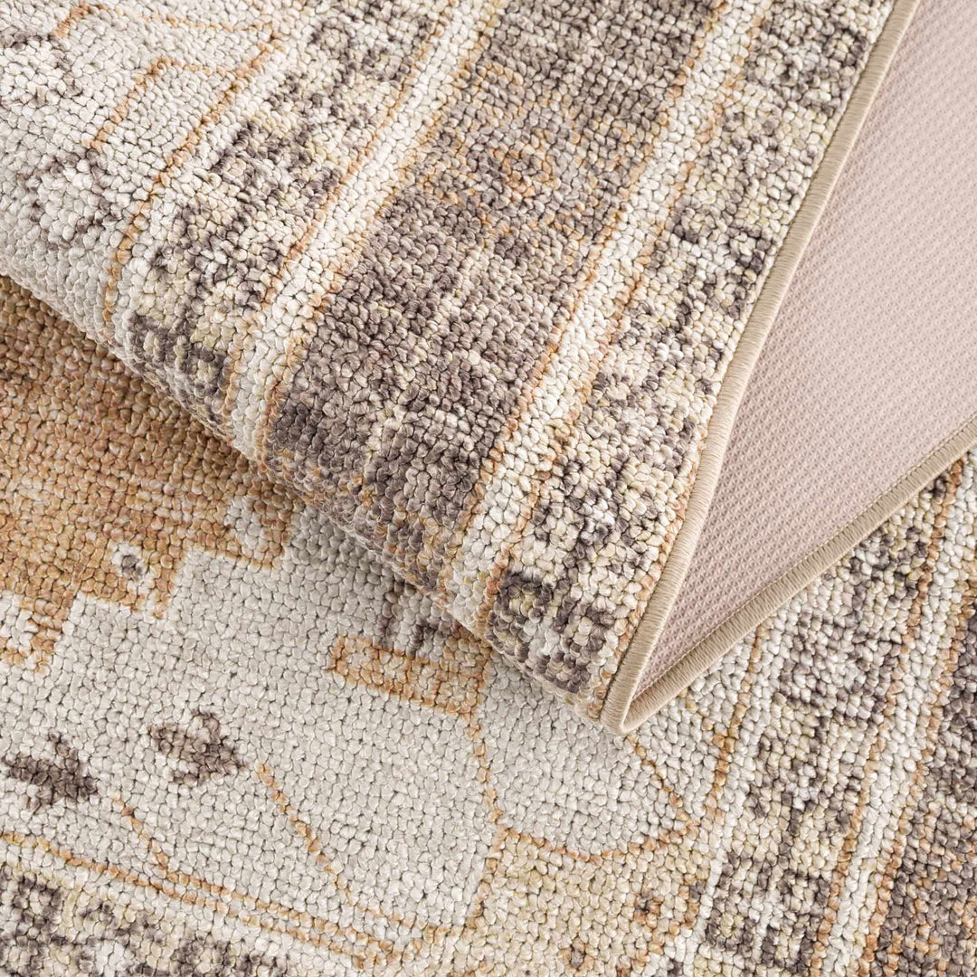 Albas Traditional Style Beige And Brown Washable Area Rug - The Rug Decor