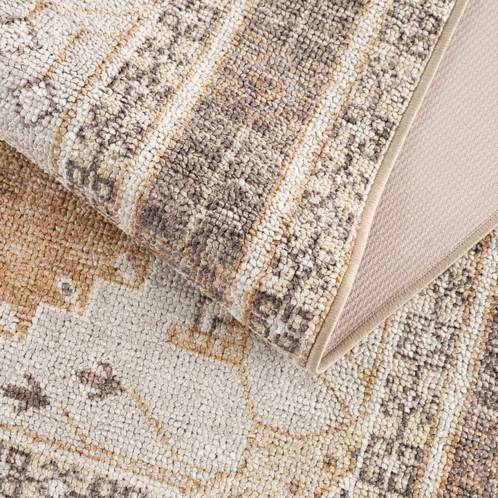 Albas Traditional Style Beige And Brown Washable Area Rug - The Rug Decor