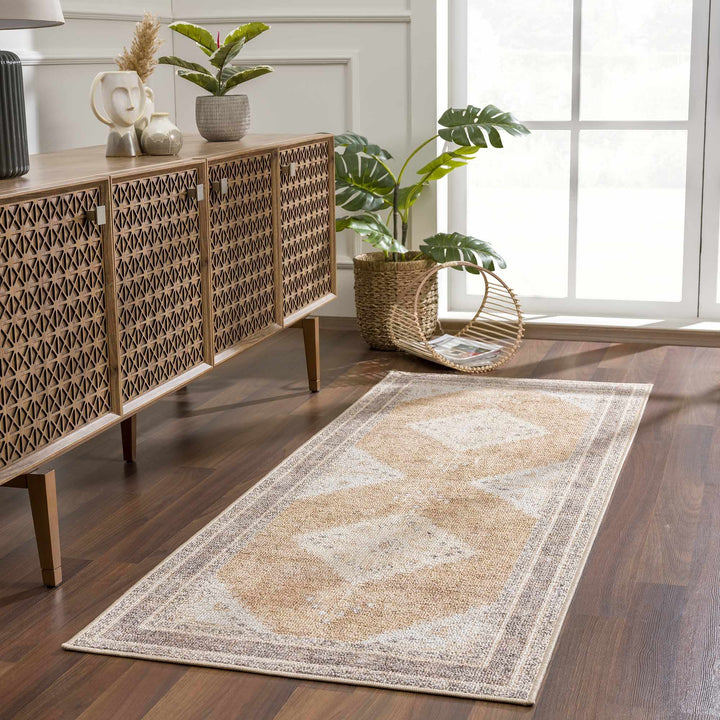Albas Traditional Style Beige And Brown Washable Area Rug - The Rug Decor