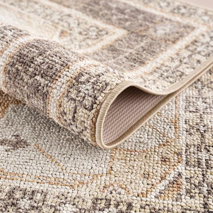 Albas Traditional Style Beige And Brown Washable Area Rug - The Rug Decor