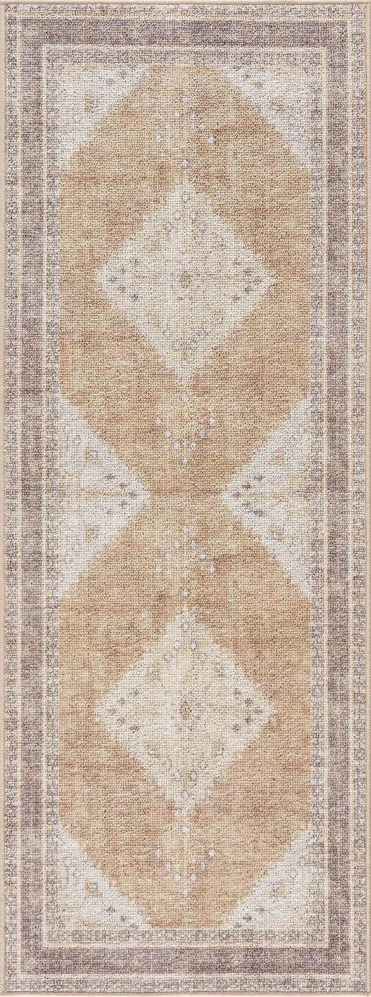 Albas Traditional Style Beige And Brown Washable Area Rug - The Rug Decor