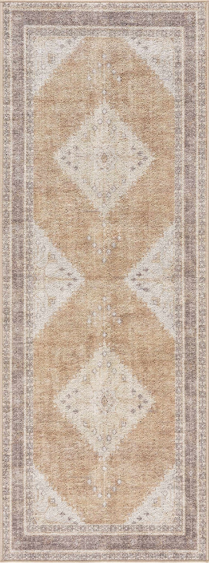 Albas Traditional Style Beige And Brown Washable Area Rug - The Rug Decor