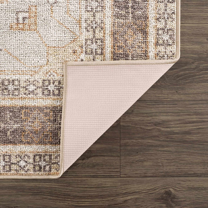 Albas Traditional Style Beige And Brown Washable Area Rug - The Rug Decor