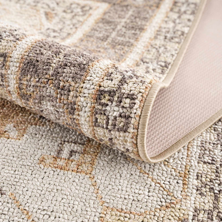 Albas Traditional Style Beige And Brown Washable Area Rug - The Rug Decor