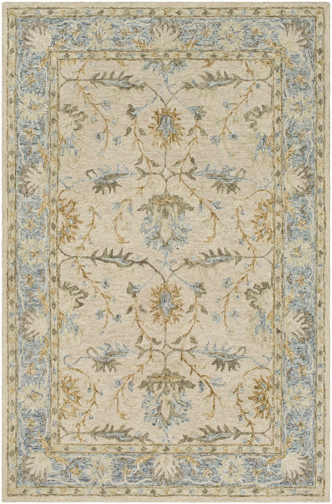 Albert Traditional Oushak Beige And Blue Area Rug - The Rug Decor