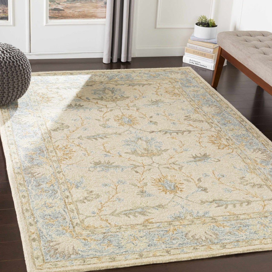 Albert Traditional Oushak Beige And Blue Area Rug - The Rug Decor