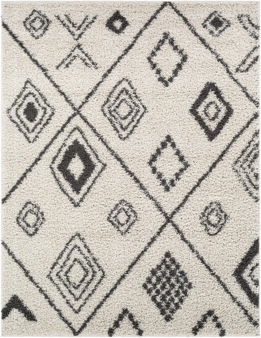 Albury Modern Geometrical Design Ivory And Charcoal Area Rug - The Rug Decor