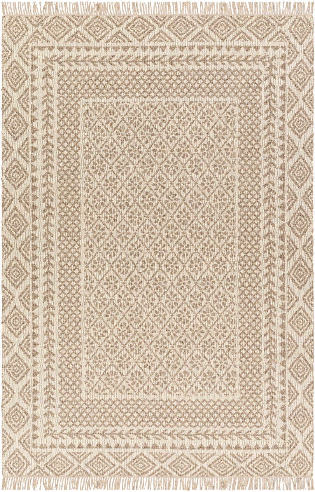 Albus Modern Geometric Design Beige Hand Woven Wool Area Rug