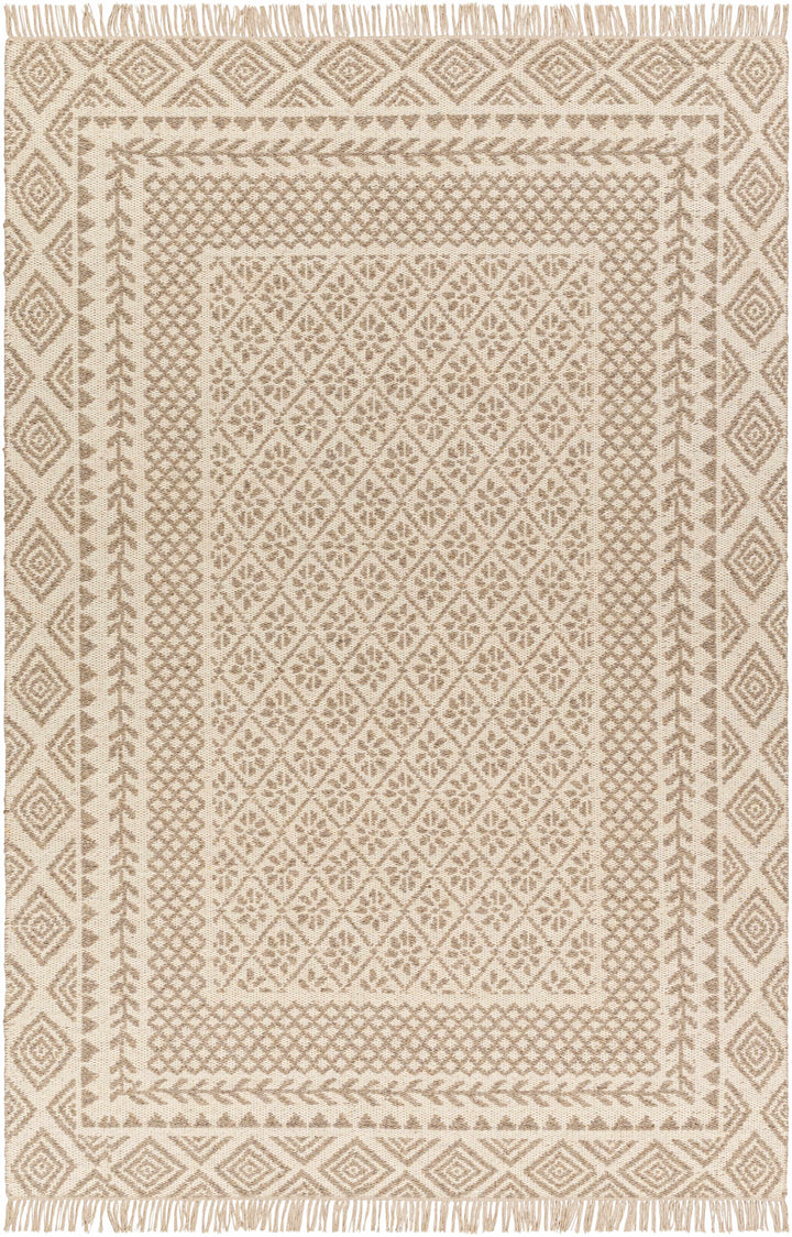 Albus Modern Geometric Design Beige Hand Woven Wool Area Rug