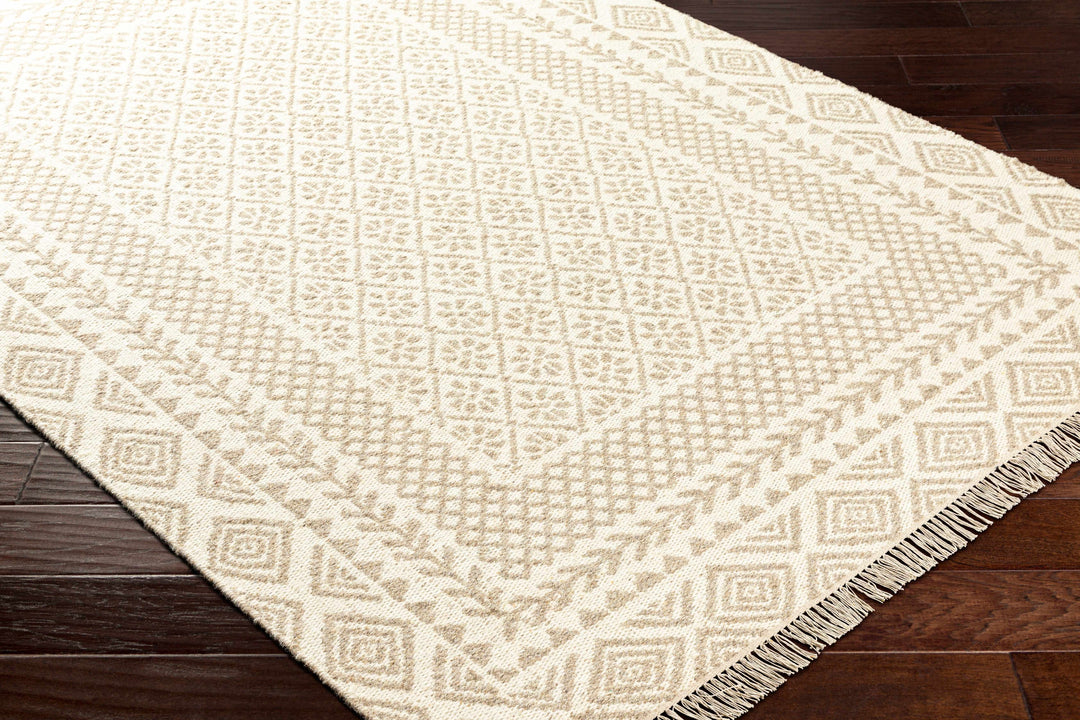 Albus Modern Geometric Design Beige Hand Woven Wool Area Rug