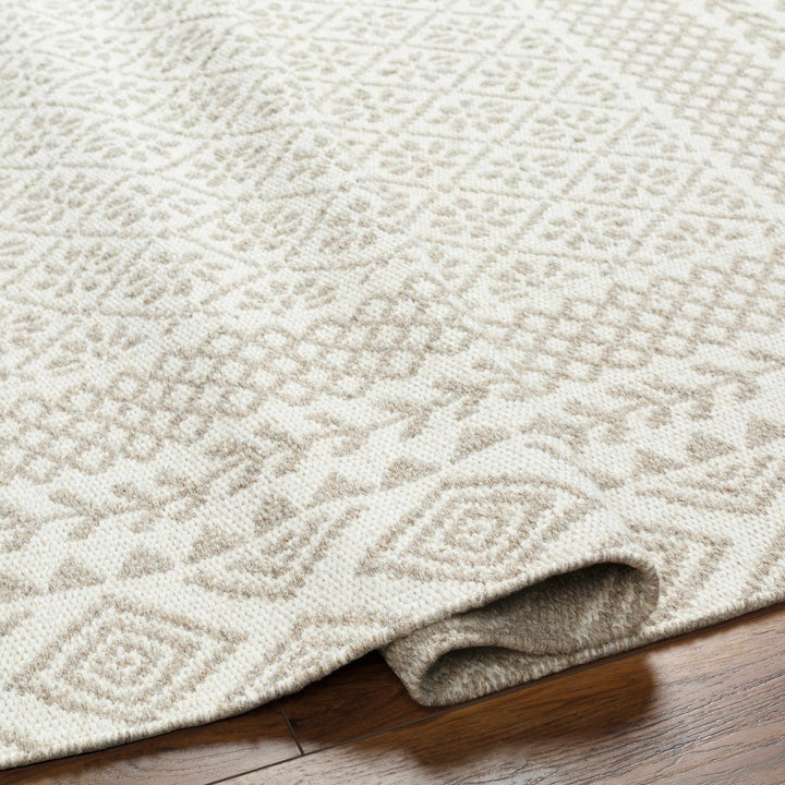 Albus Modern Geometric Design Beige Hand Woven Wool Area Rug