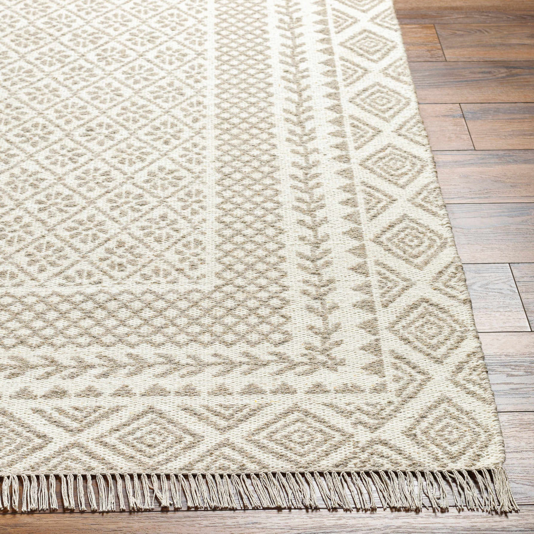 Albus Modern Geometric Design Beige Hand Woven Wool Area Rug