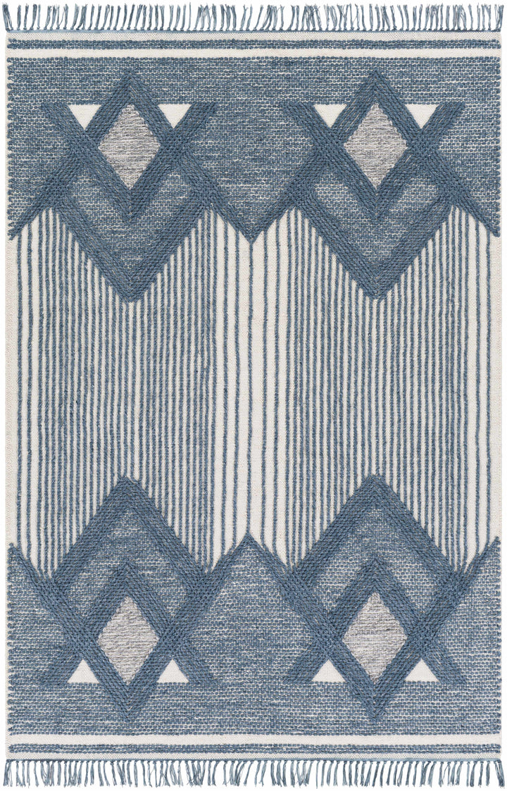 Aldbourne Modern Style Blue And Ivory Hand Woven Area Rug