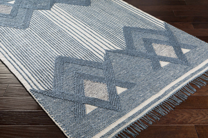 Aldbourne Modern Style Blue And Ivory Hand Woven Area Rug