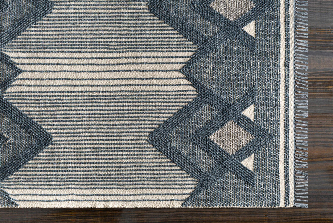 Aldbourne Modern Style Blue And Ivory Hand Woven Area Rug