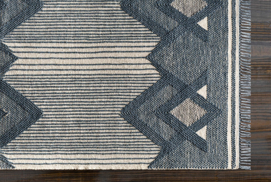 Aldbourne Modern Style Blue And Ivory Hand Woven Area Rug - The Rug Decor