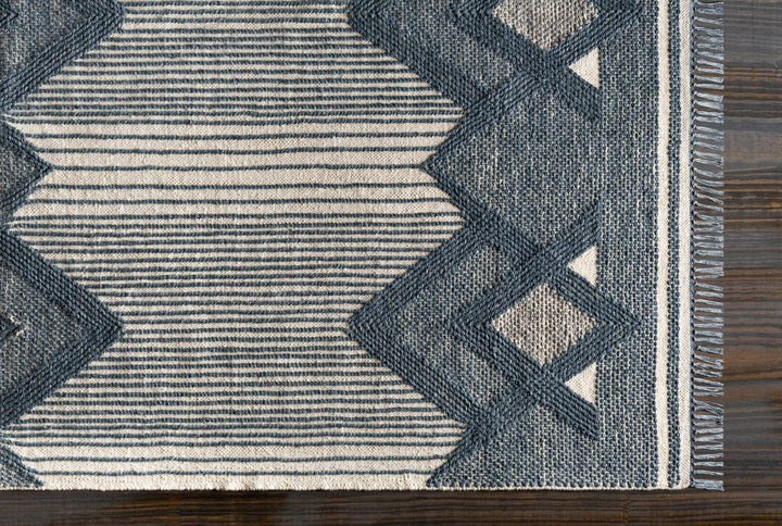 Aldbourne Modern Style Blue And Ivory Hand Woven Area Rug - The Rug Decor