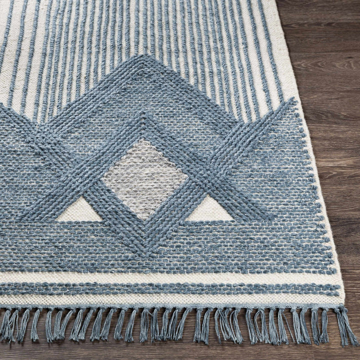Aldbourne Modern Style Blue And Ivory Hand Woven Area Rug - The Rug Decor