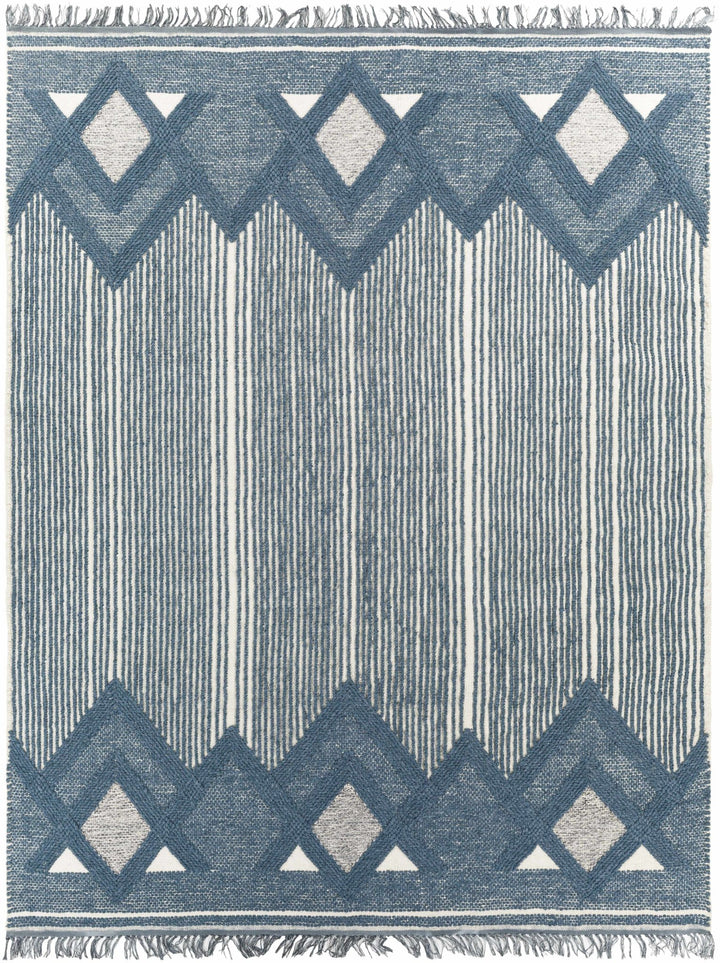 Aldbourne Modern Style Blue And Ivory Hand Woven Area Rug - The Rug Decor