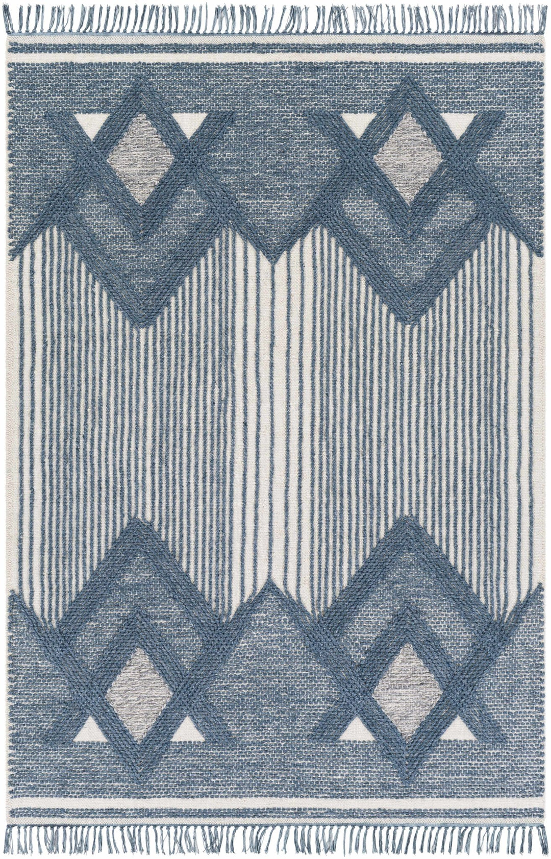 Aldbourne Modern Style Blue And Ivory Hand Woven Area Rug - The Rug Decor