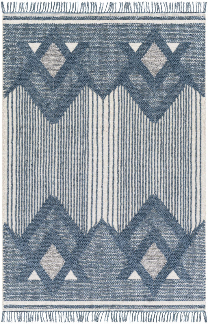 Aldbourne Modern Style Blue And Ivory Hand Woven Area Rug - The Rug Decor