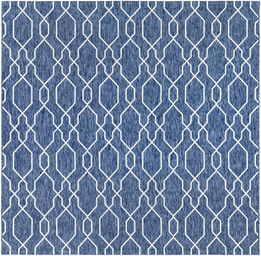 Aldford Denim Modern Geometrical Blue And Cream Machine Woven Outdoor Carpet - The Rug Decor